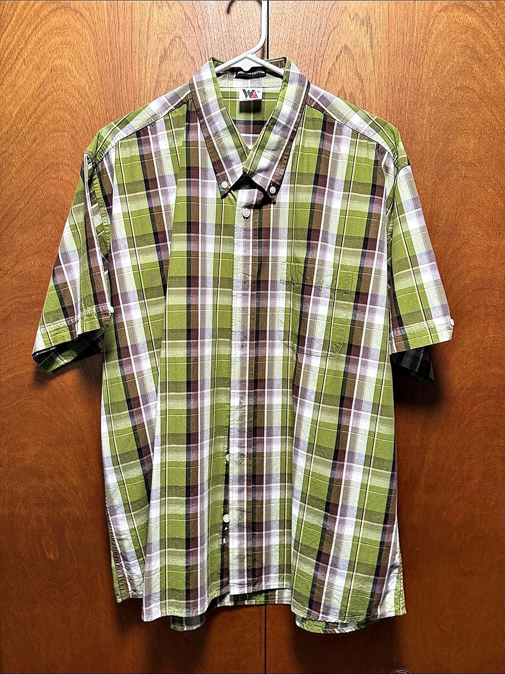 Vintage Warrior Men's Plaid Cotton Button Down Shirt